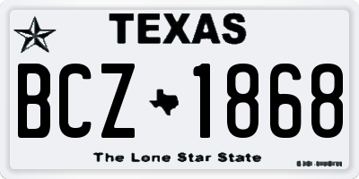 TX license plate BCZ1868