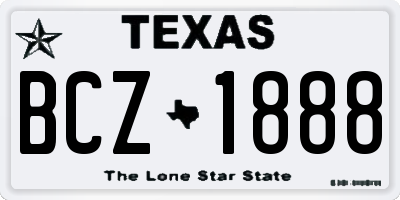 TX license plate BCZ1888