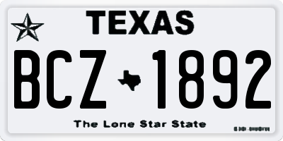 TX license plate BCZ1892