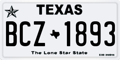 TX license plate BCZ1893