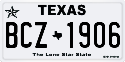 TX license plate BCZ1906
