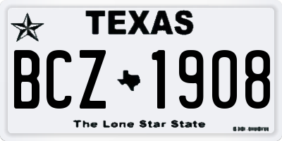 TX license plate BCZ1908