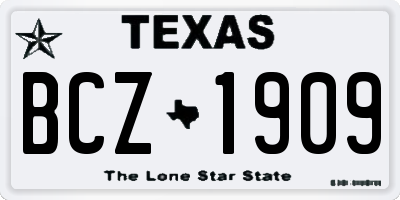 TX license plate BCZ1909