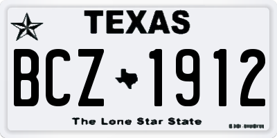 TX license plate BCZ1912