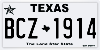 TX license plate BCZ1914