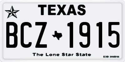 TX license plate BCZ1915