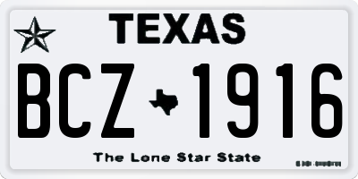 TX license plate BCZ1916