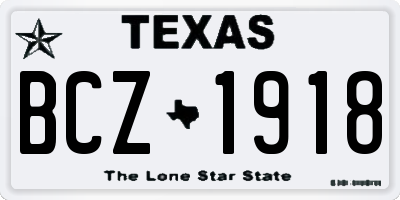 TX license plate BCZ1918