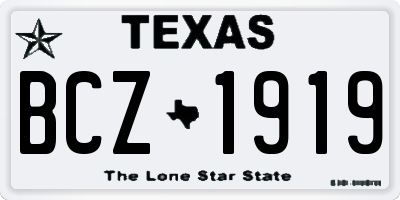 TX license plate BCZ1919