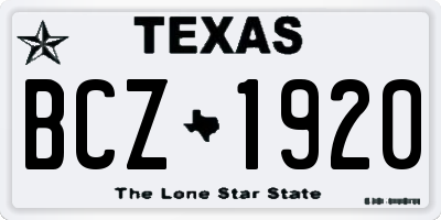 TX license plate BCZ1920