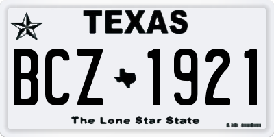 TX license plate BCZ1921