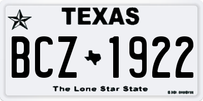 TX license plate BCZ1922