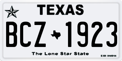 TX license plate BCZ1923