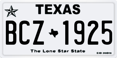 TX license plate BCZ1925