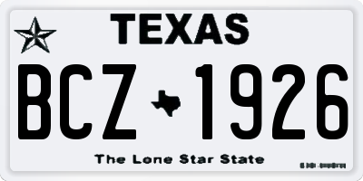 TX license plate BCZ1926