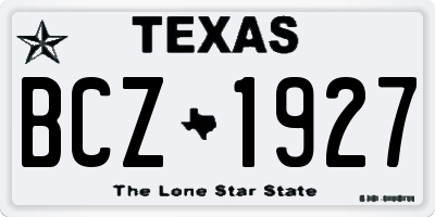 TX license plate BCZ1927
