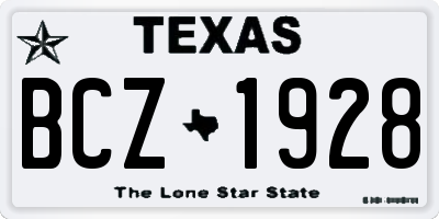 TX license plate BCZ1928