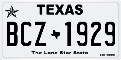 TX license plate BCZ1929