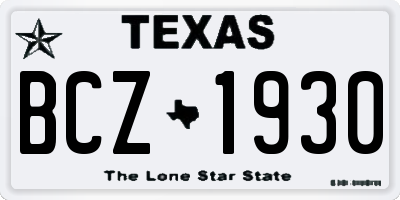 TX license plate BCZ1930