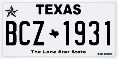 TX license plate BCZ1931