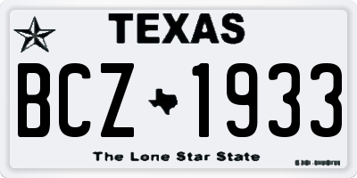 TX license plate BCZ1933