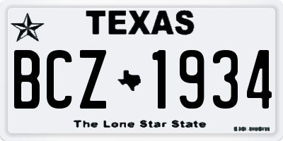 TX license plate BCZ1934