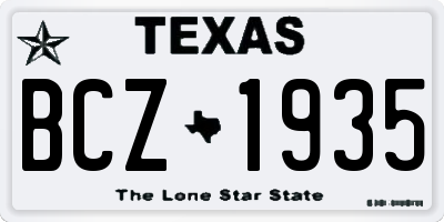 TX license plate BCZ1935
