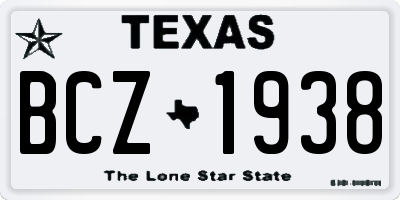 TX license plate BCZ1938