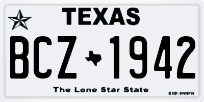 TX license plate BCZ1942