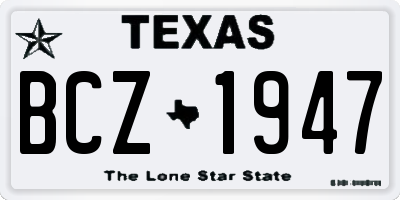 TX license plate BCZ1947
