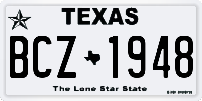 TX license plate BCZ1948