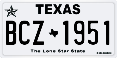 TX license plate BCZ1951