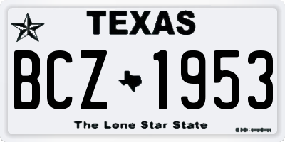 TX license plate BCZ1953
