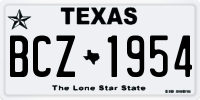 TX license plate BCZ1954