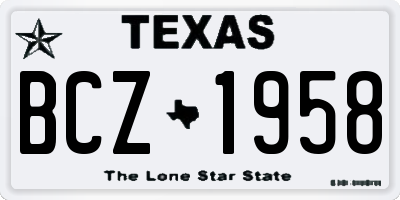 TX license plate BCZ1958