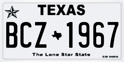 TX license plate BCZ1967