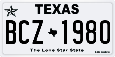 TX license plate BCZ1980