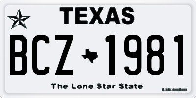 TX license plate BCZ1981
