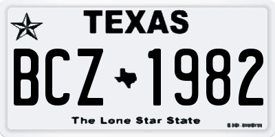 TX license plate BCZ1982