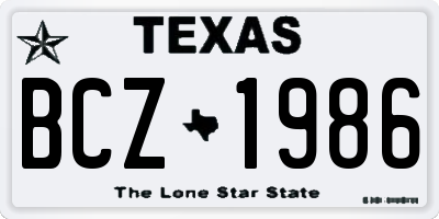 TX license plate BCZ1986