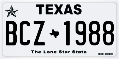 TX license plate BCZ1988