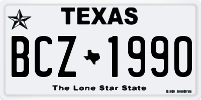TX license plate BCZ1990
