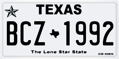 TX license plate BCZ1992