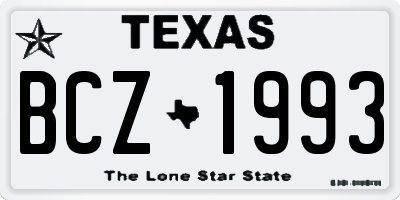 TX license plate BCZ1993