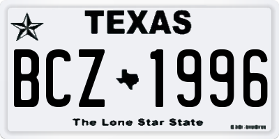 TX license plate BCZ1996