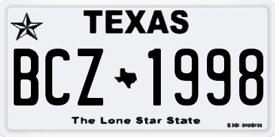 TX license plate BCZ1998
