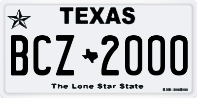 TX license plate BCZ2000