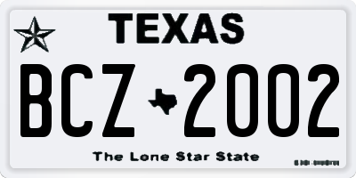 TX license plate BCZ2002