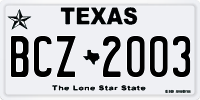 TX license plate BCZ2003