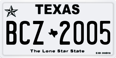 TX license plate BCZ2005